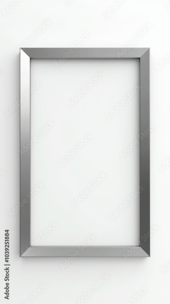 Modern silver metal frame for artwork on white background Modern silver metal frame for artwork on white background