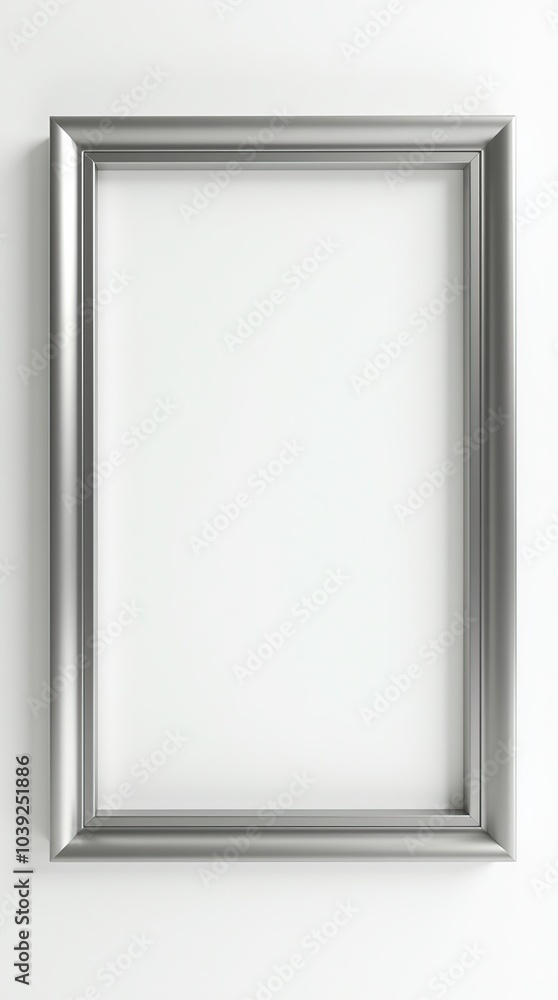 Modern silver metal picture frame on white background Modern silver metal picture frame on white background