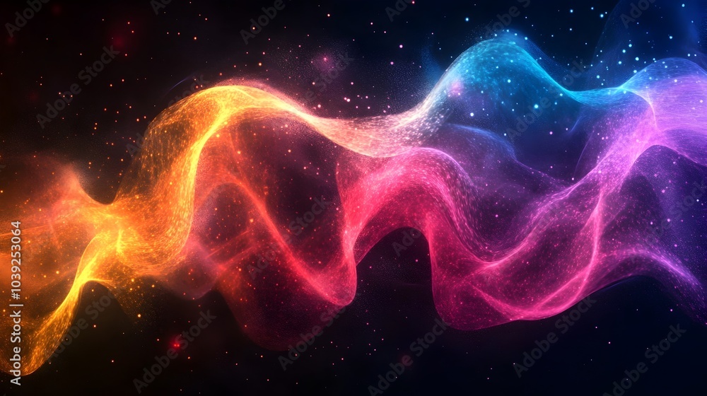 Fototapeta premium Vibrant Energetic Abstract Colorful Sound Waves Fractal Digital Art Design