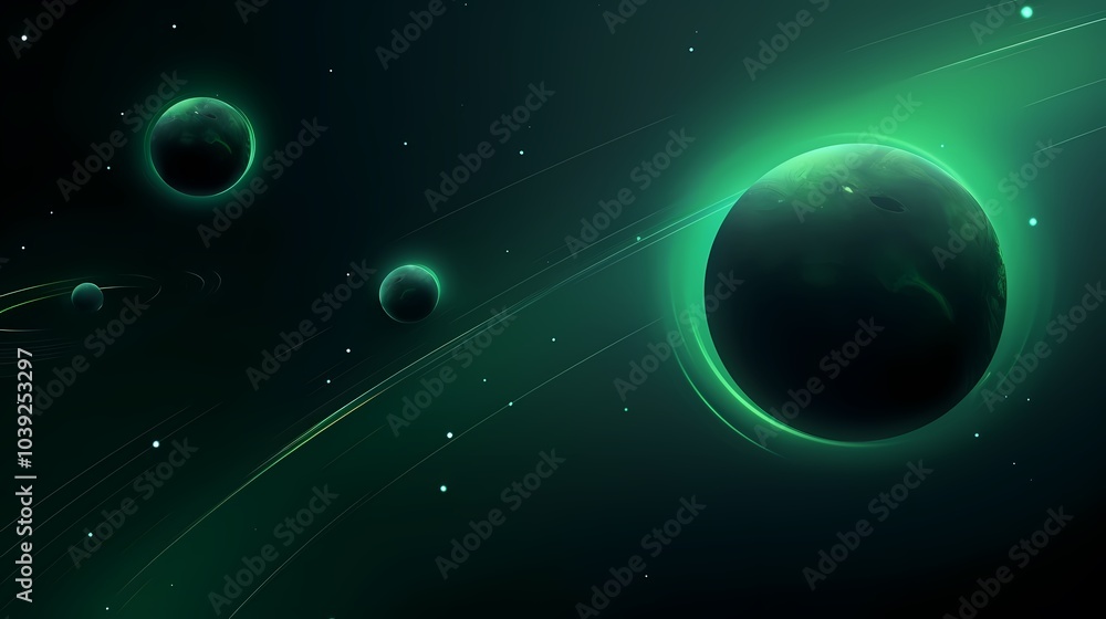 Naklejka premium digital technology blue green universe planet illustration poster background
