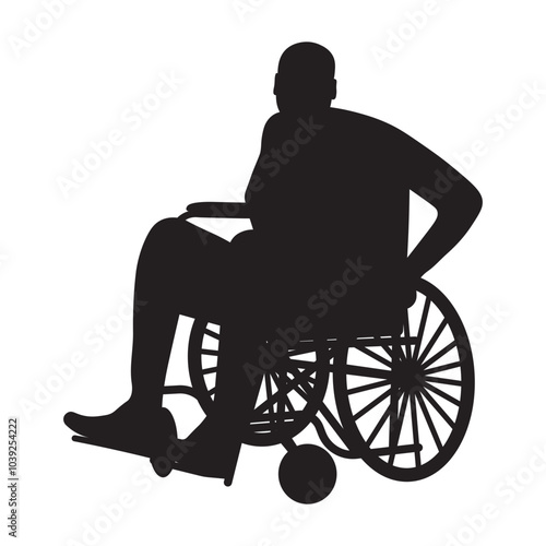 Disabled Wheelchair Silhouette. Vector Illustration on White Background.