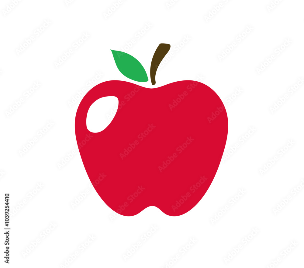 Fototapeta premium Apple on white background. Red apple icon. Apple fruit for healthy. Vector illustration