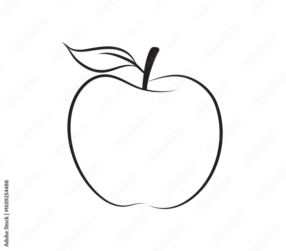 Apple icon. Apple line art. apple with leaf. Apple simple outline. Healthy food. Vector illustration Apple icon. Apple line art. apple with leaf. Apple simple outline. Healthy food. Vector illustration
