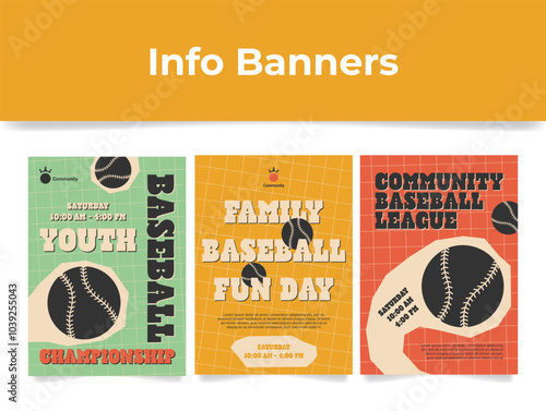 Exciting baseball event banners promoting youth championships and family fun day at the local community field