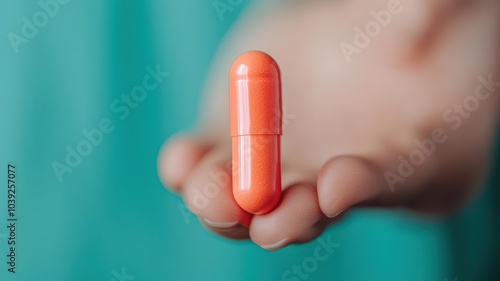 Person taking prescription pills at home with healthy meal, lifestyle balance