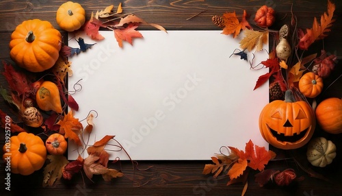 Halloween-Themed Frame with Blank Paper for Custom Messages