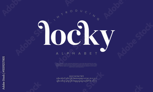 Locky typography beauty fashion elegant minimalist serif italic fonts decorative wedding vintage retro logos. Minimal luxury font alphabet logo. Vector illustration photo