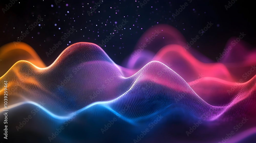 Fototapeta premium Vibrant Colorful Abstract Sound Waves Fluid Motion Digital Art Design