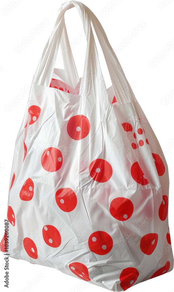 White shopping bag with red dots White shopping bag with red dots
