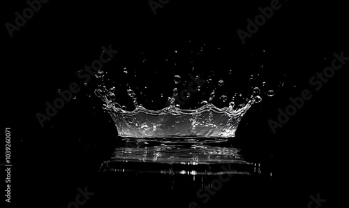 Dynamic Water Droplets Isolated on Black Background – High-Speed Captures, Ripples, Splashes, and Mist in Elegant Motion