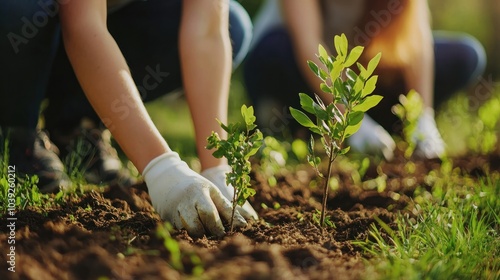 Volunteers planting trees in a local park during a community engagement event.