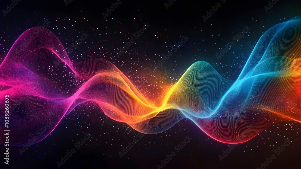 Fototapeta premium Mesmerizing Colorful Sound Wave Abstractions Pulsing with Dynamic Energy and Rhythm