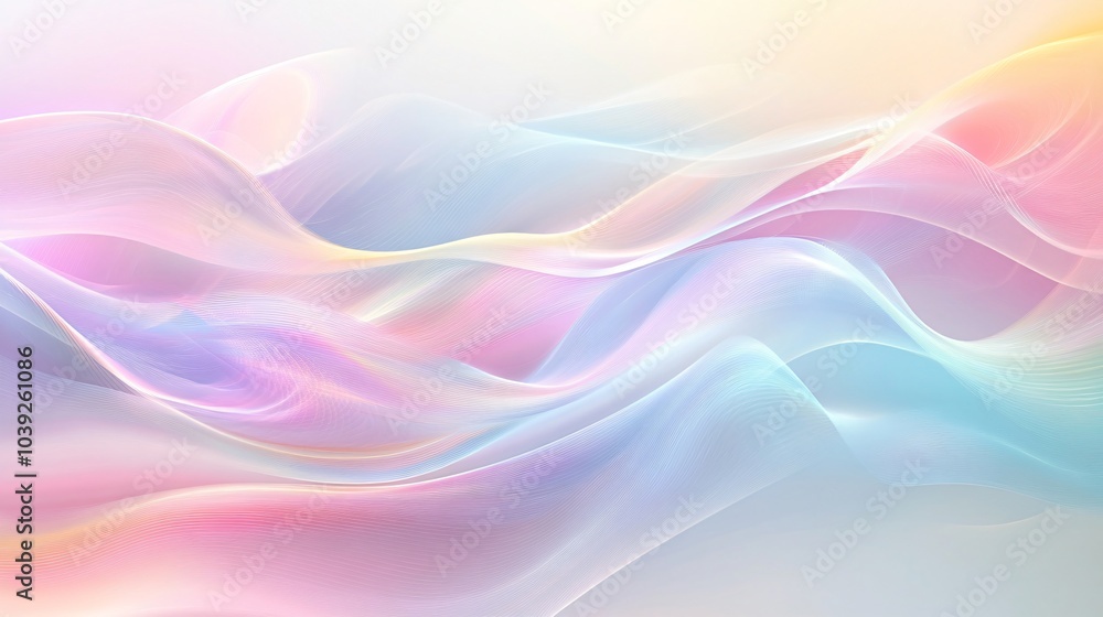 Fototapeta premium Abstract pastel background with flowing wavy lines.