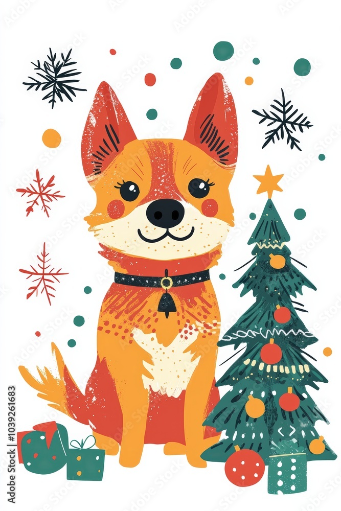 Cute dog by the tree Cute dog by the tree