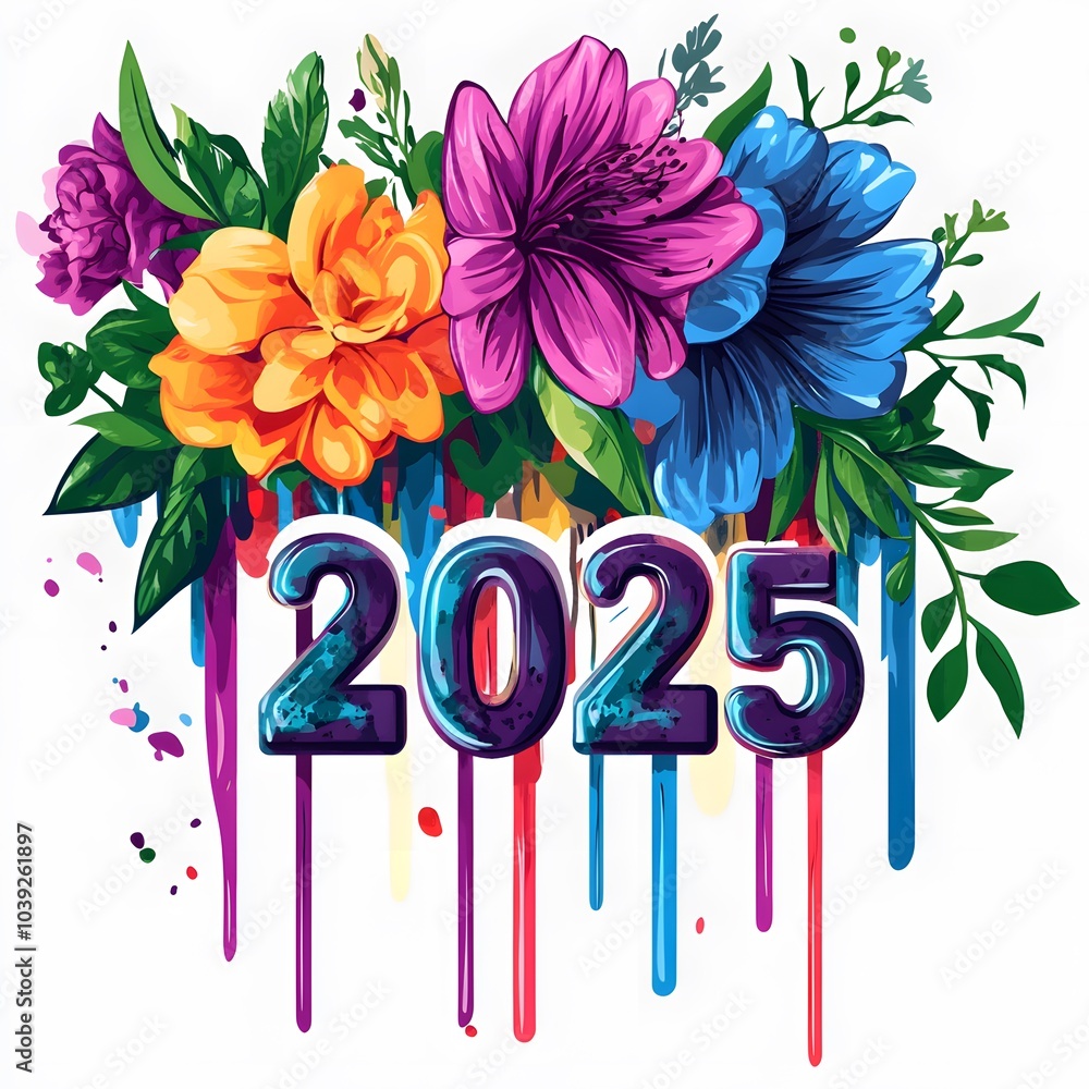 Obraz premium a colorful picture of flowers and a watercolor painting of flowers.