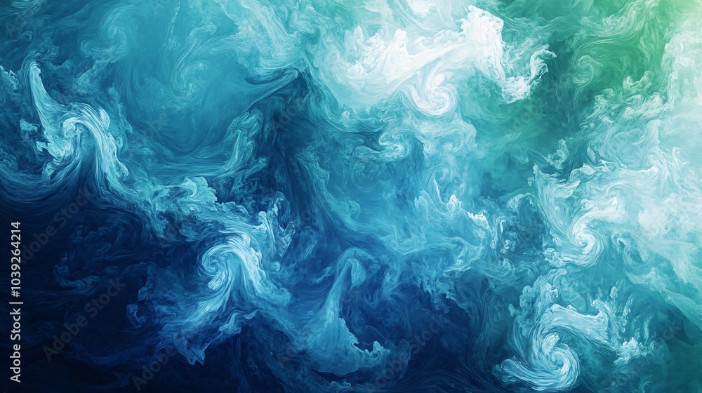 Abstract swirl pattern with shades of blue and green colors.