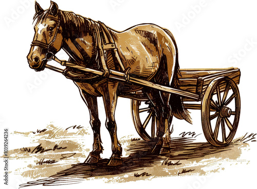 Horse pulling a cart photo