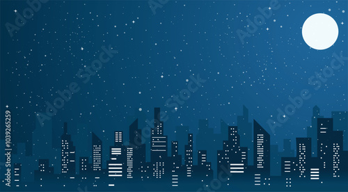 Winter cityscape, skyline vector, snow landscape