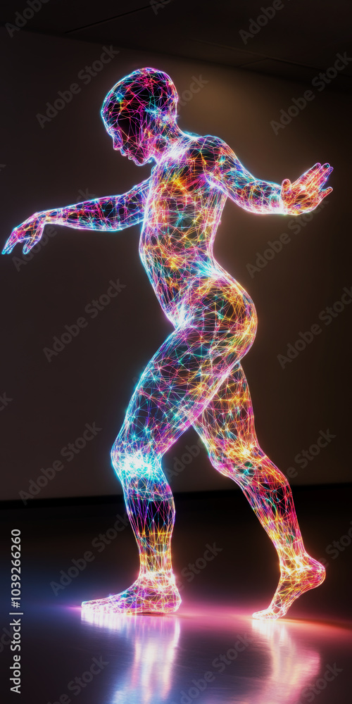 Neon Body: A captivating and futuristic image of a human figure composed of vibrant neon lights, evoking a sense of movement, energy, and ethereal beauty. The intricate details of the figure. Neon Body: A captivating and futuristic image of a human figure composed of vibrant neon lights, evoking a sense of movement, energy, and ethereal beauty. The intricate details of the figure.