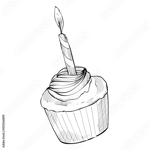 birthday cupcake handdrawn illustration