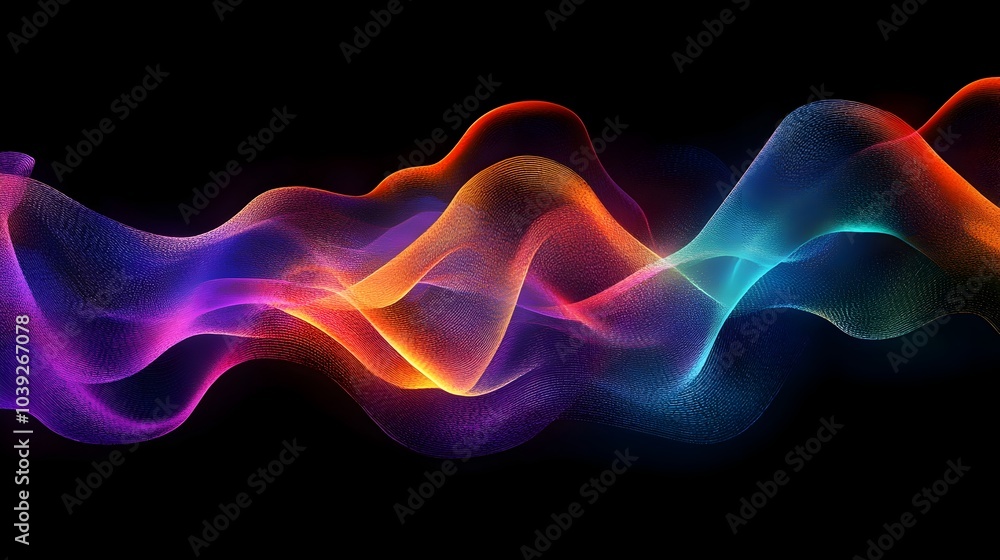 Obraz premium Vibrant Colorful Abstract Sound Waves Digital Art Design