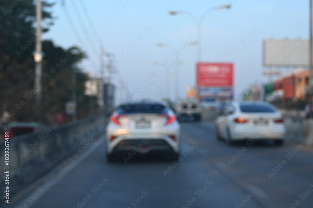 highway traffic with safety barrier on road asphalt, blurred image highway traffic with safety barrier on road asphalt, blurred image