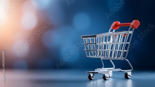 Stylized Neumorphic Shopping Cart Icon with 3D Purple Gradient Buttons Representing a Modern Online Buying Symbol for Digital Commerce and Retail Websites