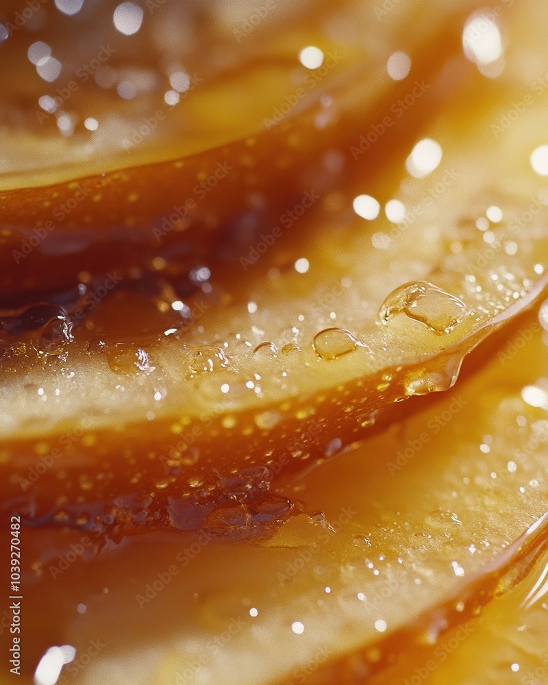 Richly glazed caramelized apple slices in a stack, perfect for fall Richly glazed caramelized apple slices in a stack, perfect for fall