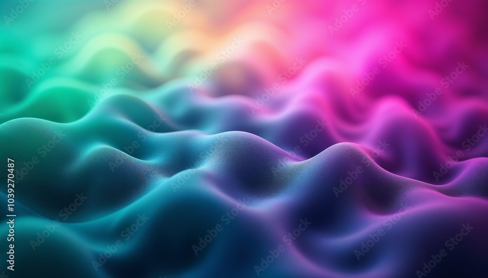 Obraz premium Soft organic gradient transitioning from toxic greens to deep neon purples and bright magentas, creating an ethereal glow