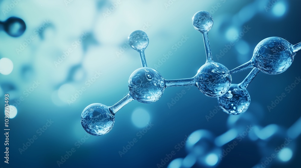 Close-Up of Molecular Structure in Blue Scientific Visualization Close-Up of Molecular Structure in Blue Scientific Visualization