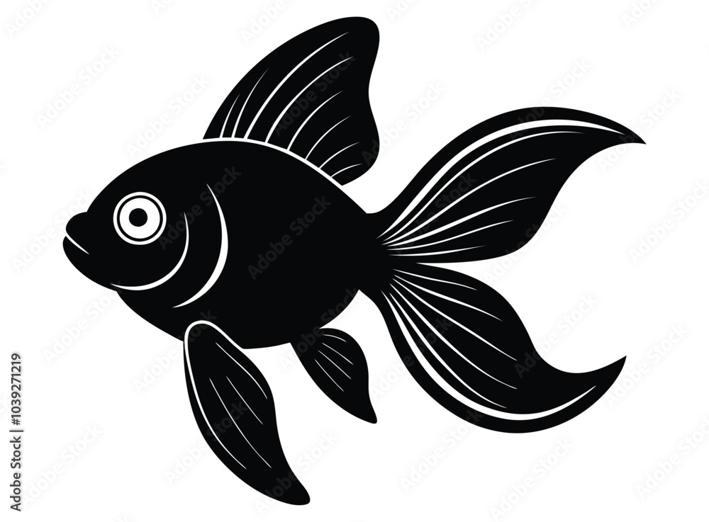 Stylish Fantail Goldfish Silhouette Vector Illustration Art Stylish Fantail Goldfish Silhouette Vector Illustration Art