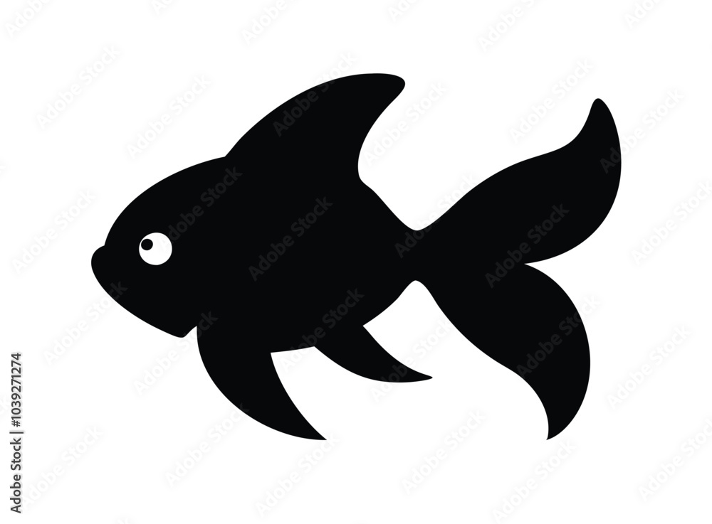 Fototapeta premium Stylish Fantail Goldfish Silhouette Vector Illustration Art