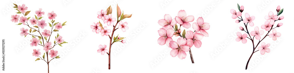 A collection of delicate pink cherry blossoms on black, showcasing their beauty and elegance. A collection of delicate pink cherry blossoms on black, showcasing their beauty and elegance.