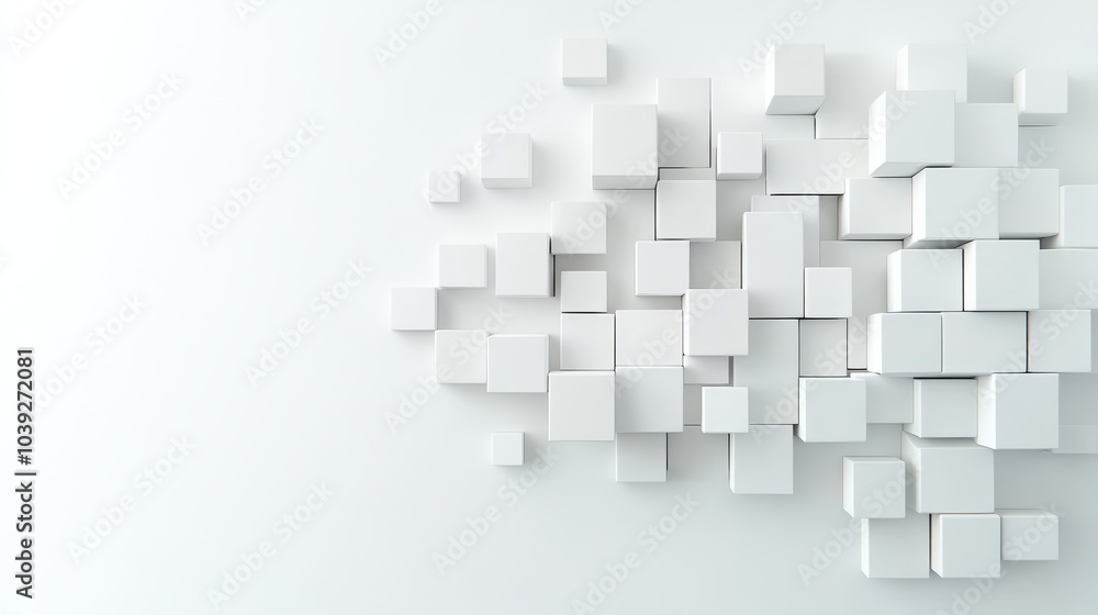 Abstract White Cube Pattern, Minimalist Geometric Design for Modern Interior or Technology Background Abstract White Cube Pattern, Minimalist Geometric Design for Modern Interior or Technology Background