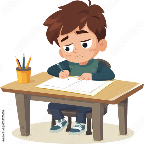 Boy writing at desk