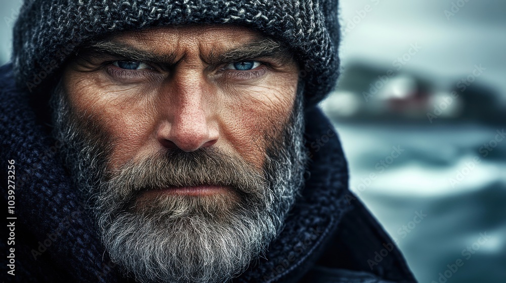 Intense Gaze of a Rugged Man Intense Gaze of a Rugged Man