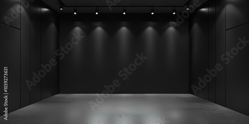 a black wall with lights on.

