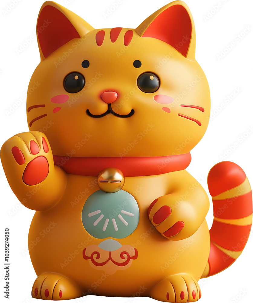 Naklejka premium Cute golden cat figurine
