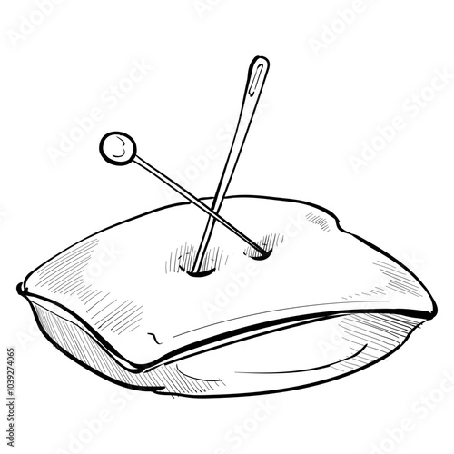 sewing pincushion handdrawn illustration