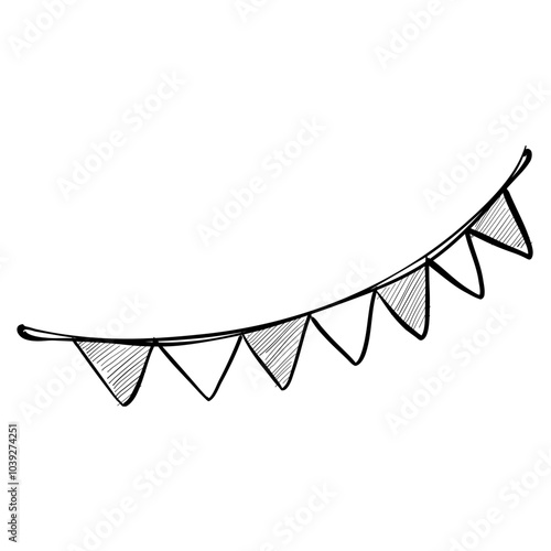 party bunting flags handdrawn illustration