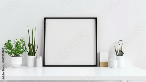 Picture frame for mockup on white desk