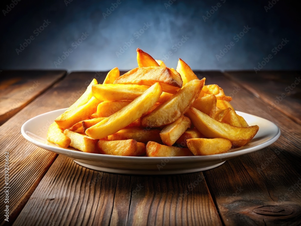 Silhouette Photography of French Fries and Country Style Potato Wedges on a White Plate, Perfect for Food Lovers and Culinary Art Enthusiasts Silhouette Photography of French Fries and Country Style Potato Wedges on a White Plate, Perfect for Food Lovers and Culinary Art Enthusiasts