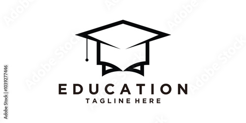 education logo design, graduation hat and book, logo design vector, symbol, icon, idea, creative.