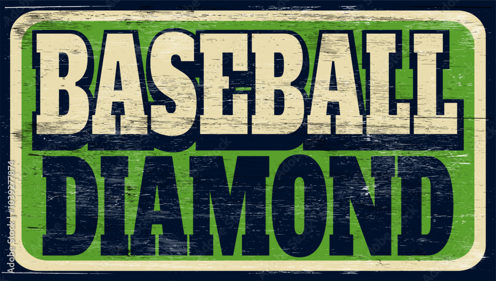 Aged and worn baseball diamond sign on wood Aged and worn baseball diamond sign on wood