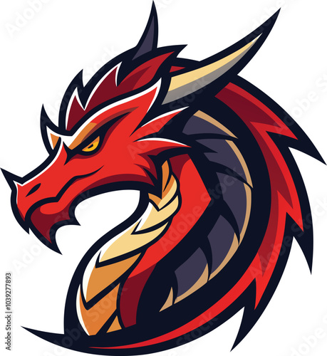 Fiery Dragon Mascot: This striking red dragon mascot design is perfect for a gaming team, sports team, or any brand seeking a powerful and mythical symbol.