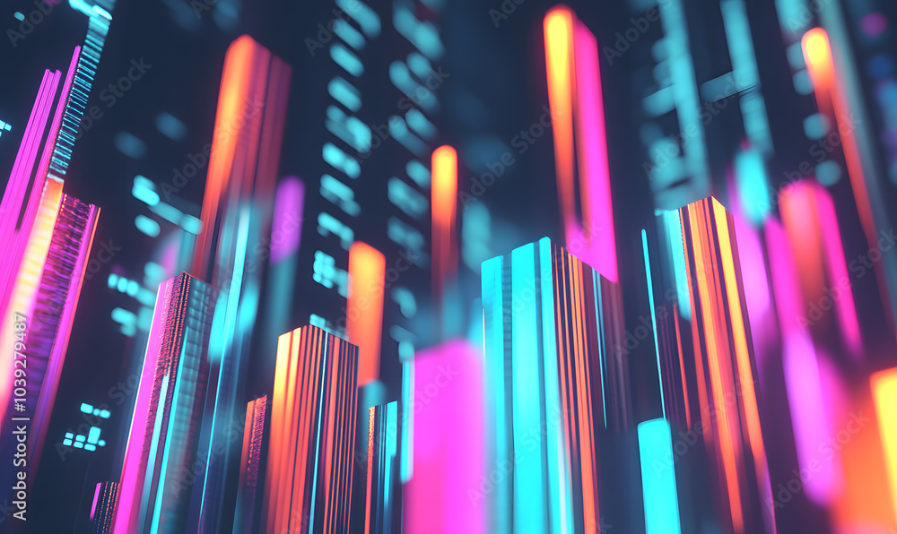 Futuristic Business & Stock Investment Visuals: High-Tech, Neon-Lit Financial Concepts with Modern Urban Backdrops Futuristic Business & Stock Investment Visuals: High-Tech, Neon-Lit Financial Concepts with Modern Urban Backdrops