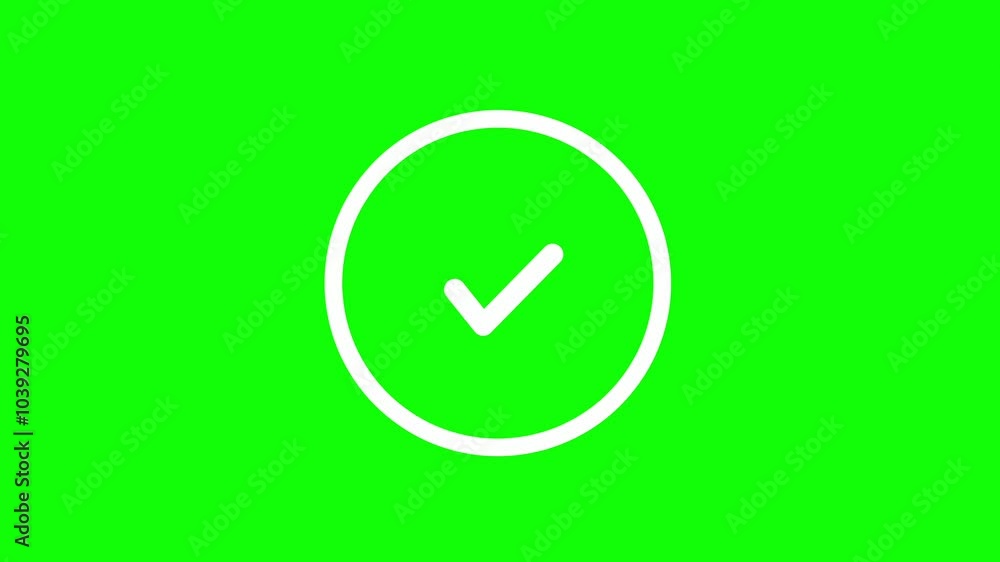 Checkmark icon on green screen background animation (Chroma key) Checkmark icon on green screen background animation (Chroma key)