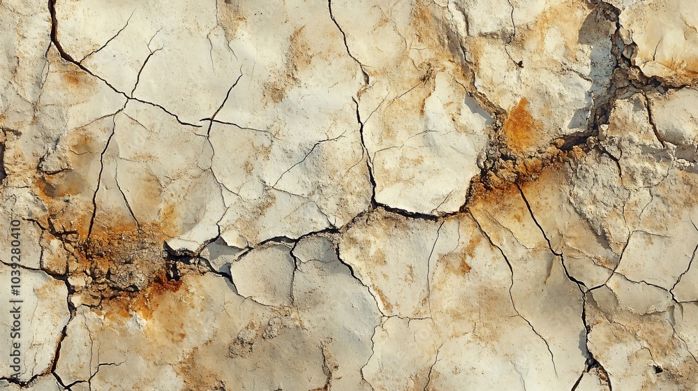 Close up of cracked and weathered painted surface with visible cracks and peeling paint. Close up of cracked and weathered painted surface with visible cracks and peeling paint.