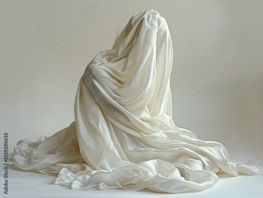Abstract Drapery Photography: White Silk Fabric Abstract Drapery Photography: White Silk Fabric
