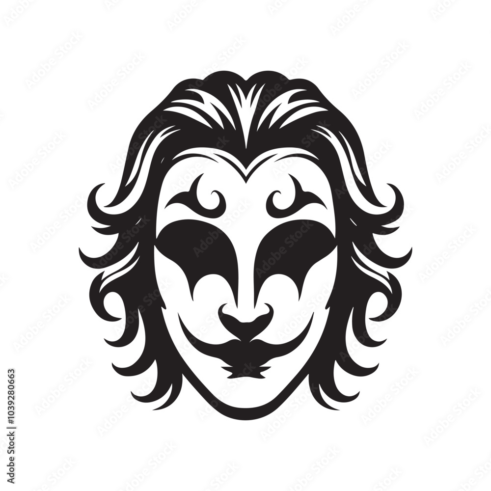 Joker Mask Silhouette Vector Illustration - High-Quality Graphic Design Asset Joker Mask Silhouette Vector Illustration - High-Quality Graphic Design Asset